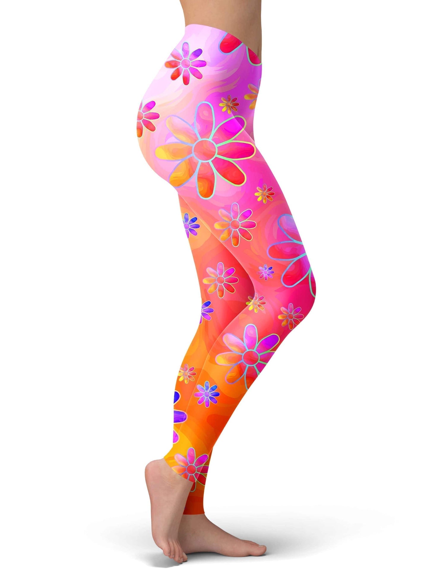 Hippie Trippy Flowers Leggings, Sartoris Art, | iEDM