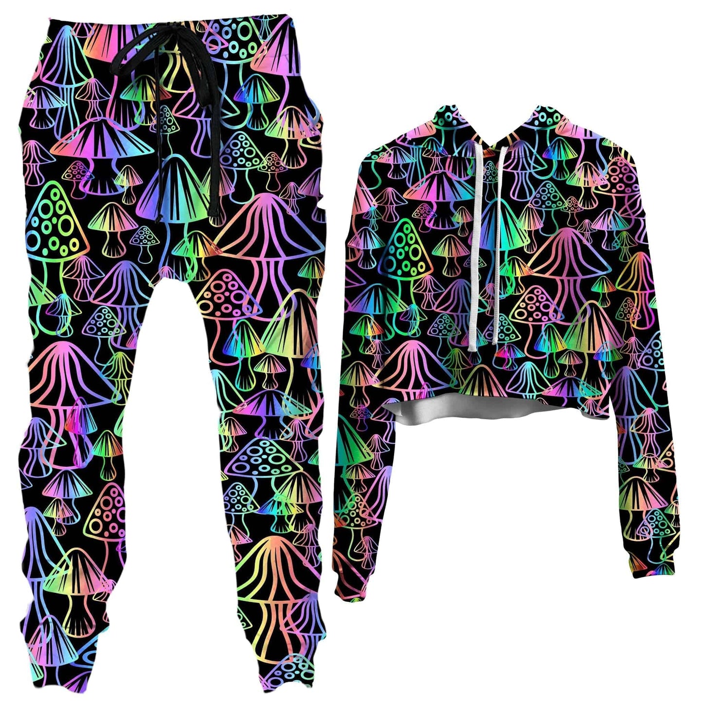 Magic Mushrooms Crop Hoodie and Joggers Combo, Sartoris Art, | iEDM