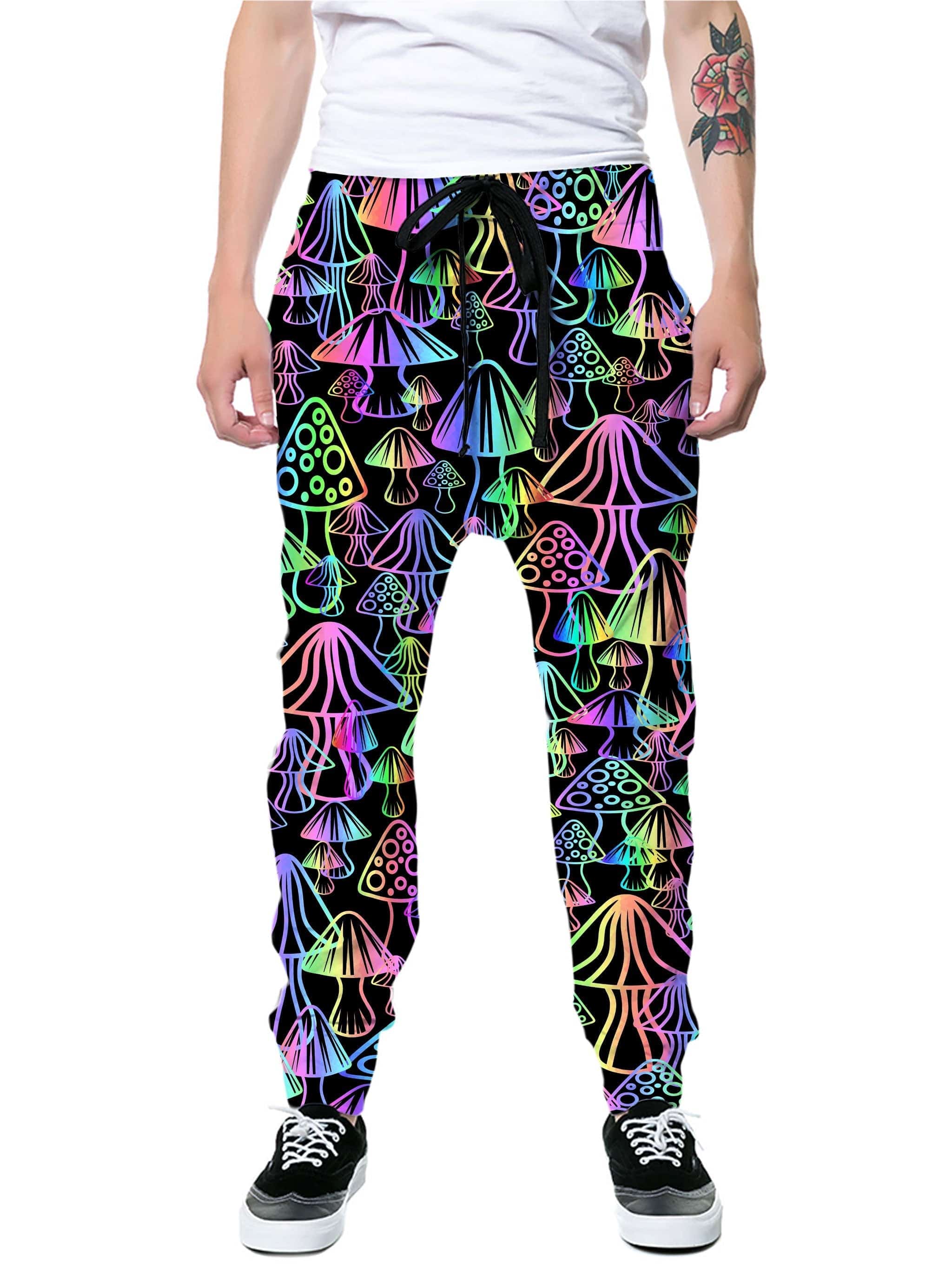 Trippy Shrooms Mens & Women's Track Pants - Psychedelic Magic Mushrooms, Dance outlet Jogging Pants, Festival Clothing, Rave Bottoms, EDM , Stoner