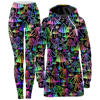 Sartoris Art - Magic Mushrooms Hoodie Dress and Leggings Combo