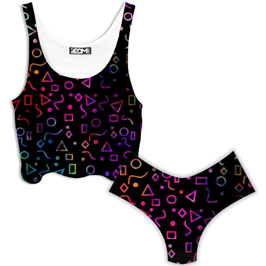 Modern Shapes Crop Top and Booty Shorts Combo, Sartoris Art, | iEDM