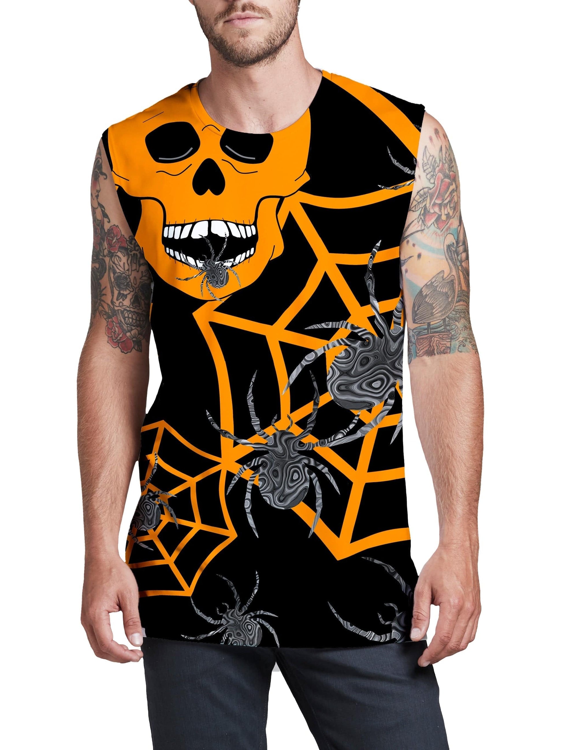 Orange Skull Halloween Men's Muscle Tank, Sartoris Art, | iEDM