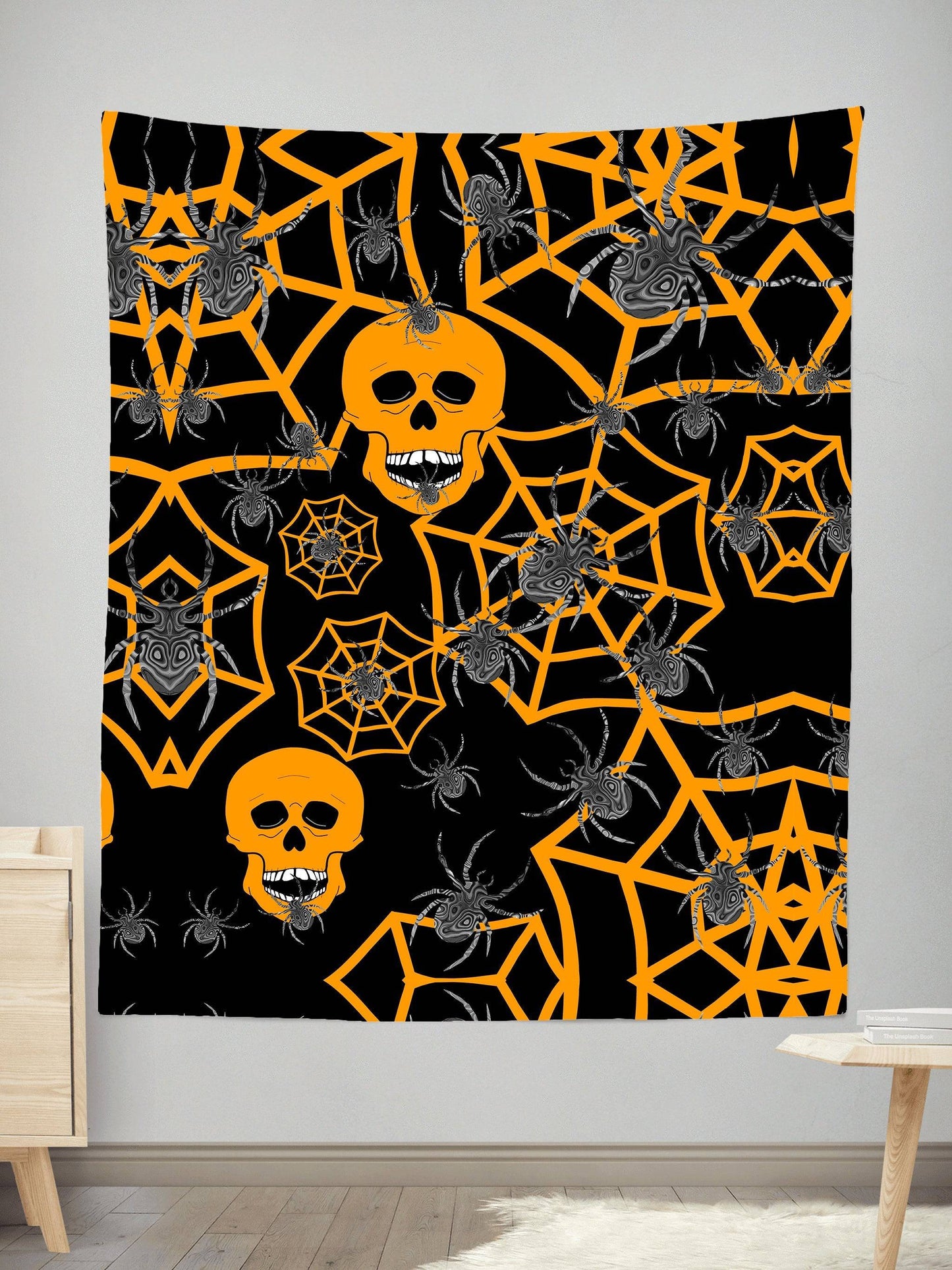 Orange Skull Halloween Tapestry, Sartoris Art, | iEDM