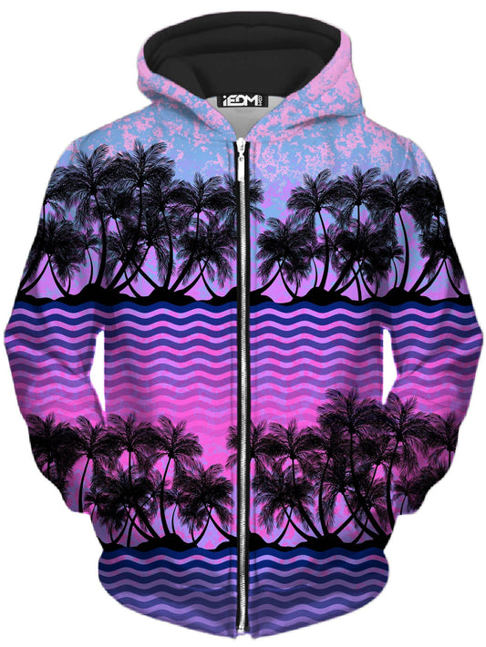 Paradise Palm Trees Unisex Zip-Up Hoodie, Sartoris Art, | iEDM