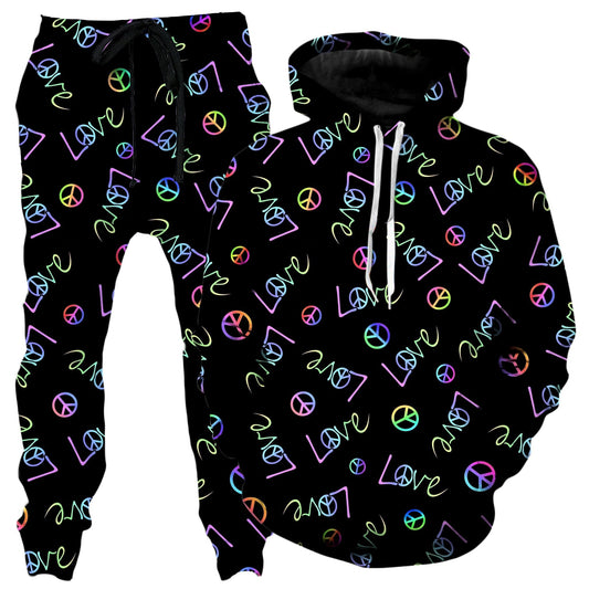 Peace and Love Hoodie and Joggers Combo, Sartoris Art, | iEDM