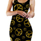 Peace Sign Gold Bodycon Mini Dress, Sartoris Art, | iEDM