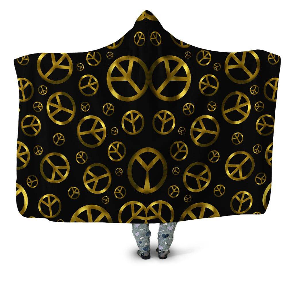 Peace Sign Gold Hooded Blanket, Sartoris Art, | iEDM