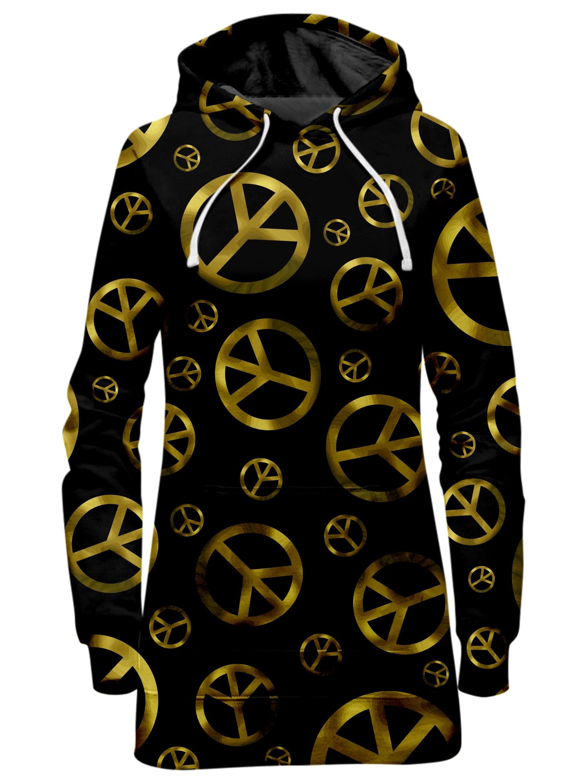 Peace Sign Gold Hoodie Dress, Sartoris Art, | iEDM