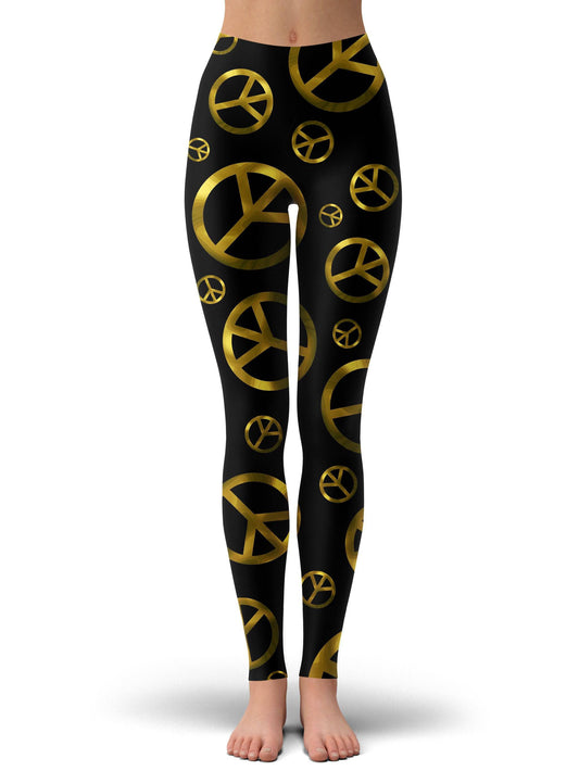Peace Sign Gold Leggings, Sartoris Art, | iEDM