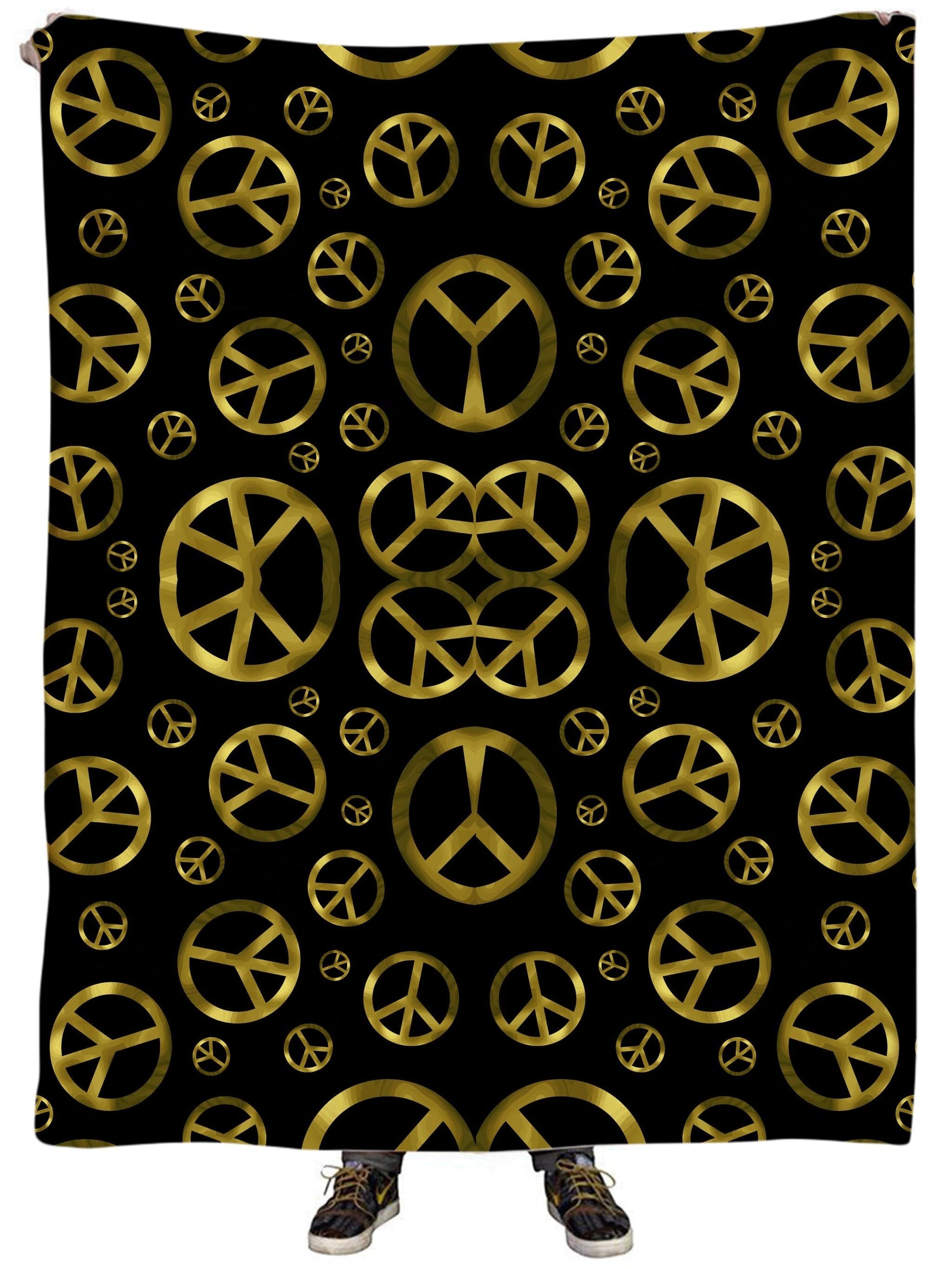 Peace Sign Gold Plush Blanket, Sartoris Art, | iEDM