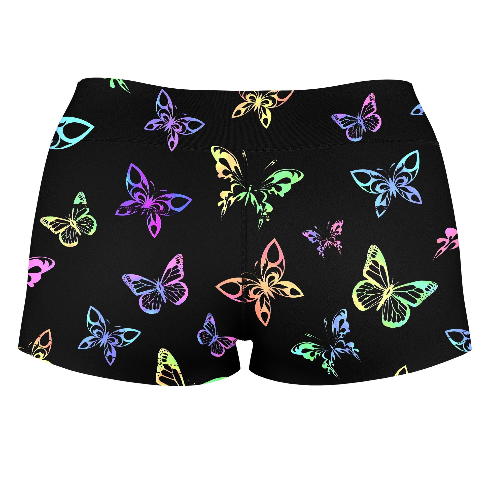Psychedelic Butterflies High-Waisted Women's Shorts, Sartoris Art, | iEDM
