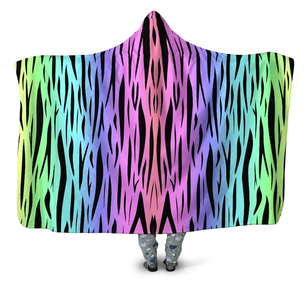 Rainbow Tiger Stripes Hooded Blanket, Sartoris Art, | iEDM
