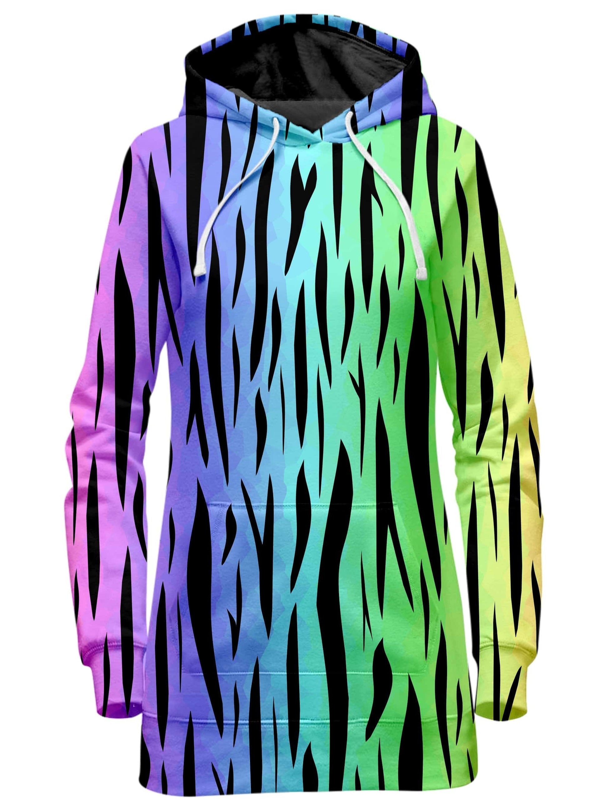Rainbow Tiger Stripes Hoodie Dress, Sartoris Art, | iEDM