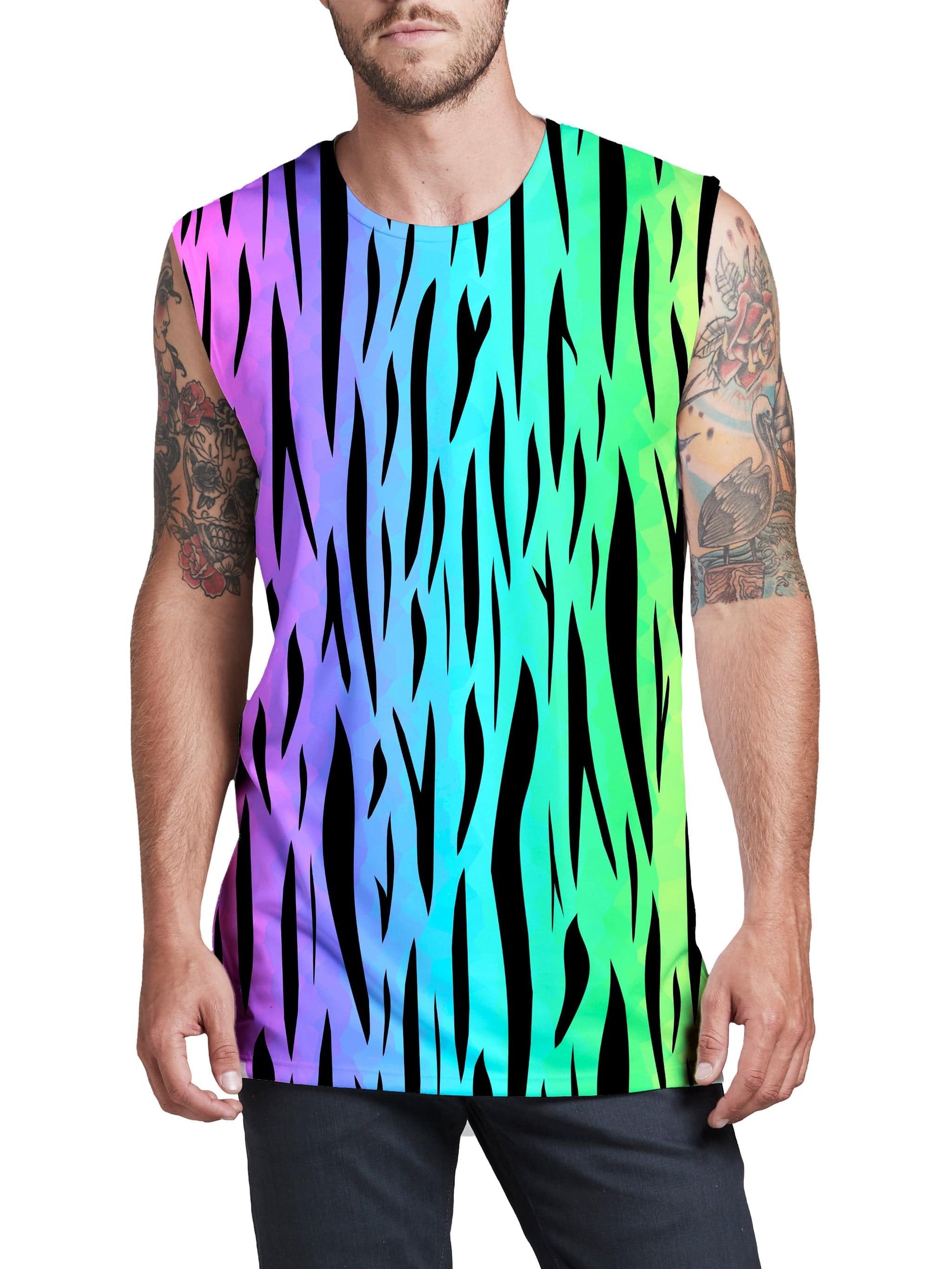 Rainbow Tiger Stripes Men's Muscle Tank, Sartoris Art, | iEDM