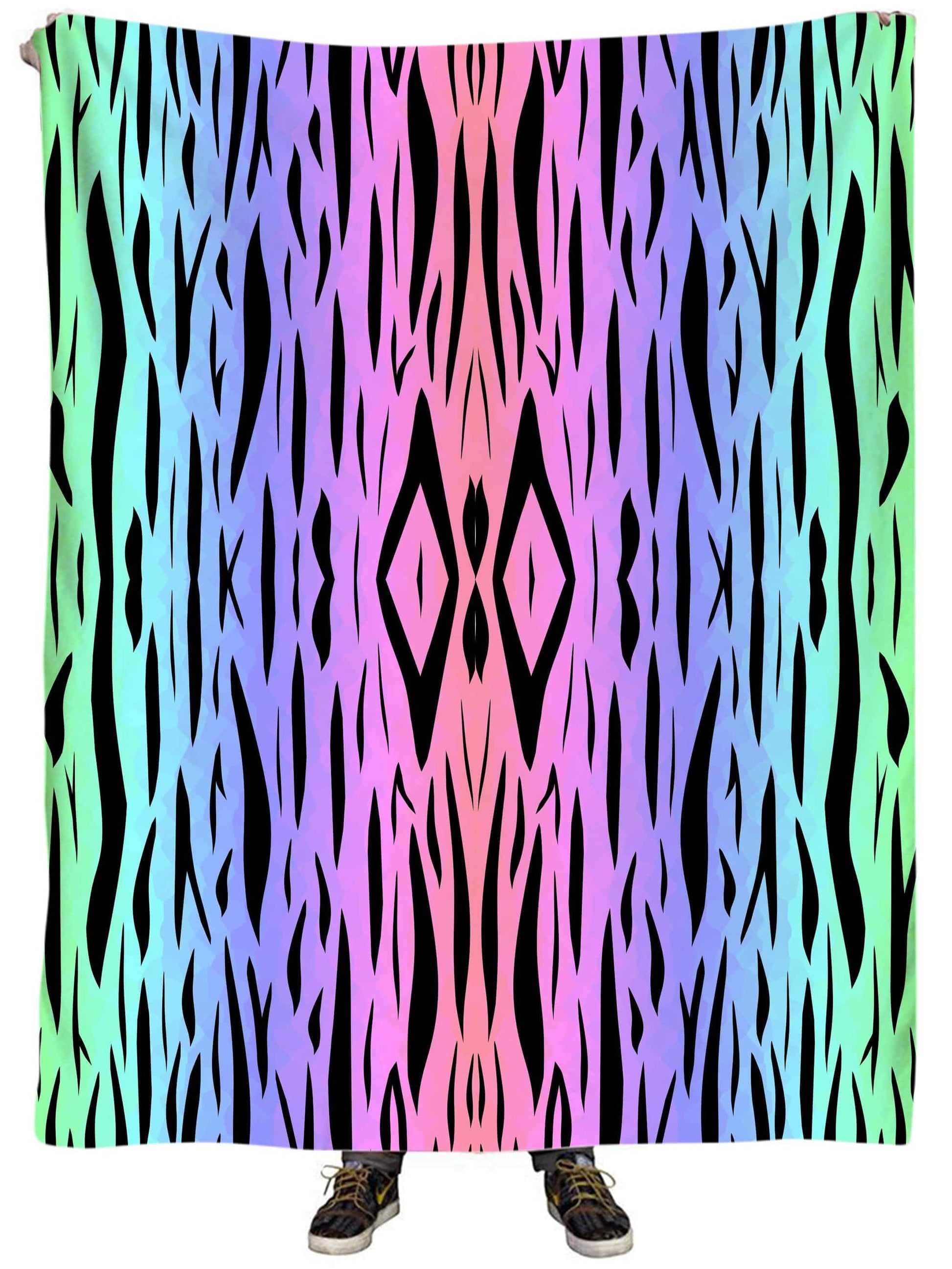 Rainbow Tiger Stripes Plush Blanket, Sartoris Art, | iEDM