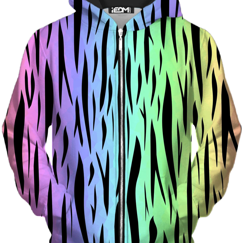 Rainbow Tiger Stripes Unisex Zip-Up Hoodie, Sartoris Art, | iEDM