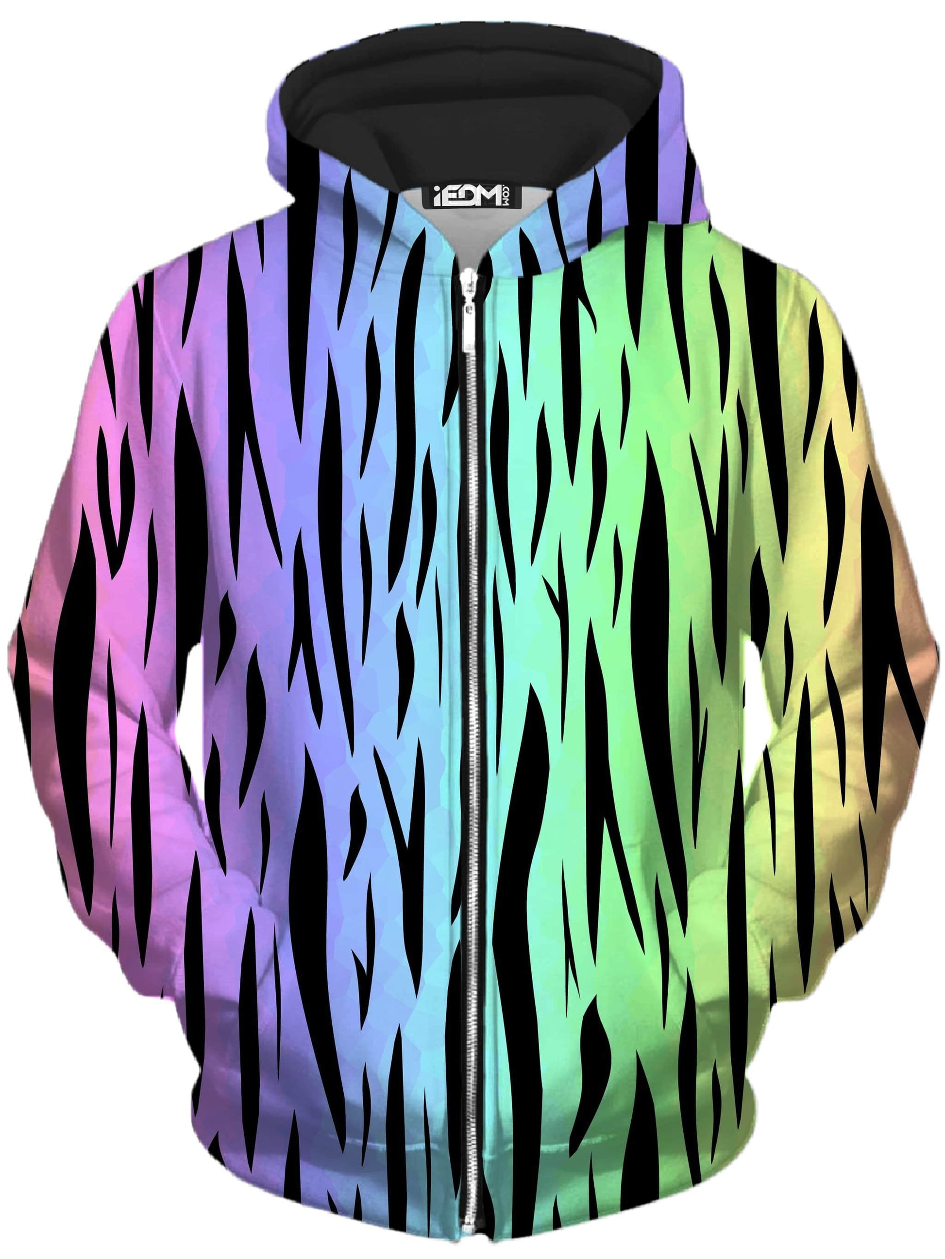 Rainbow Tiger Stripes Unisex Zip-Up Hoodie, Sartoris Art, | iEDM