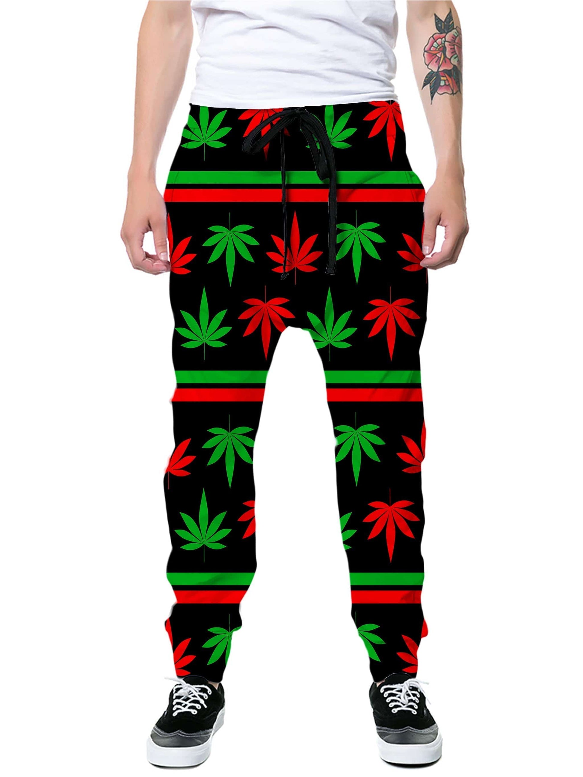 Red And Green Festive Bud Zip-Up Hoodie and Joggers Combo, Sartoris Art, | iEDM