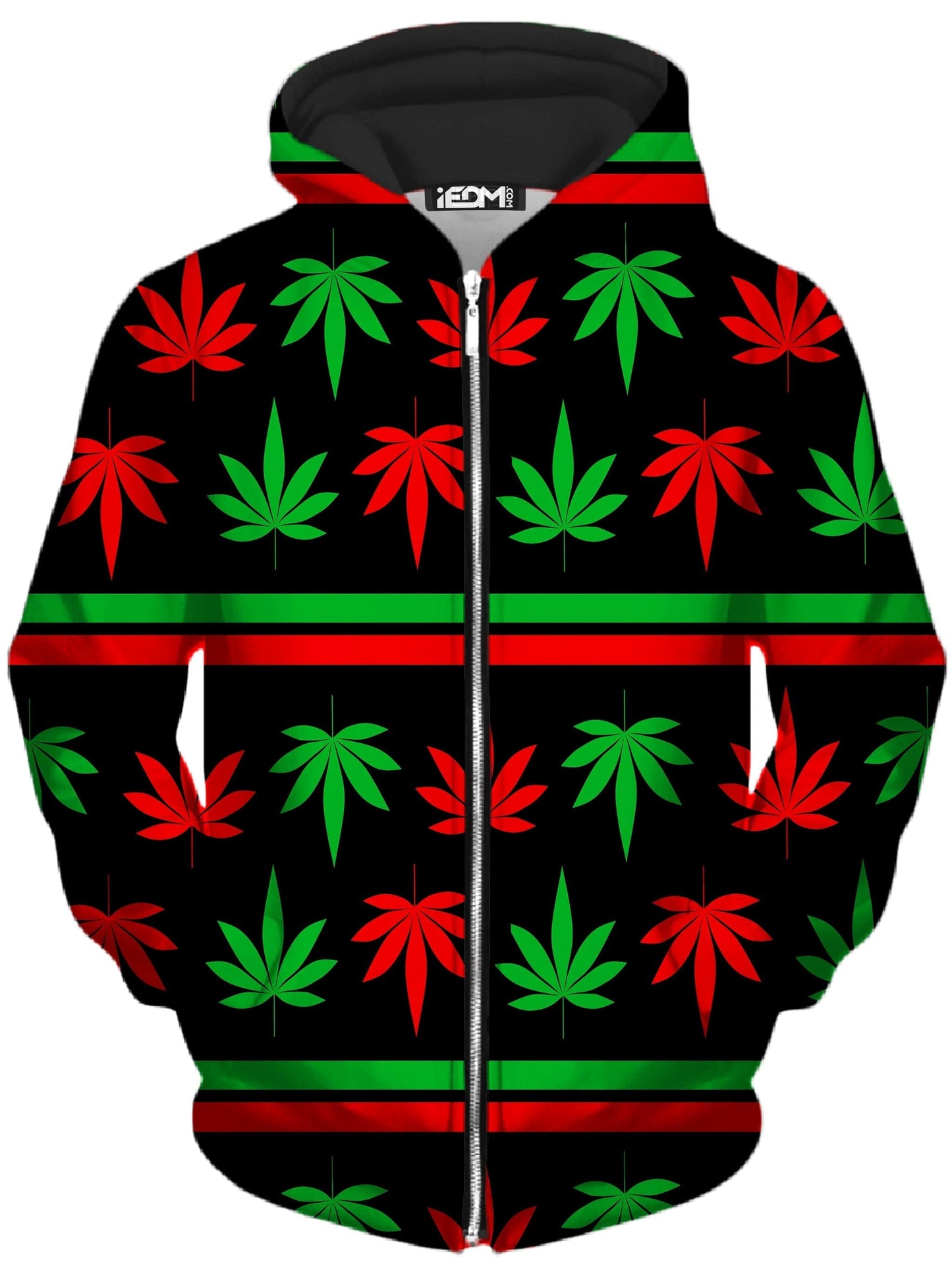 Red And Green Festive Bud Zip-Up Hoodie and Joggers Combo, Sartoris Art, | iEDM