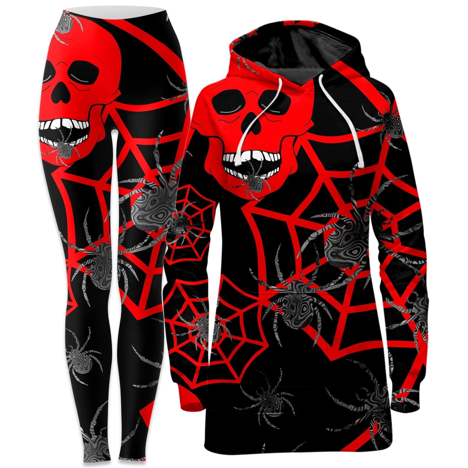 Red Skull Halloween Hoodie Dress and Leggings Combo – iEDM