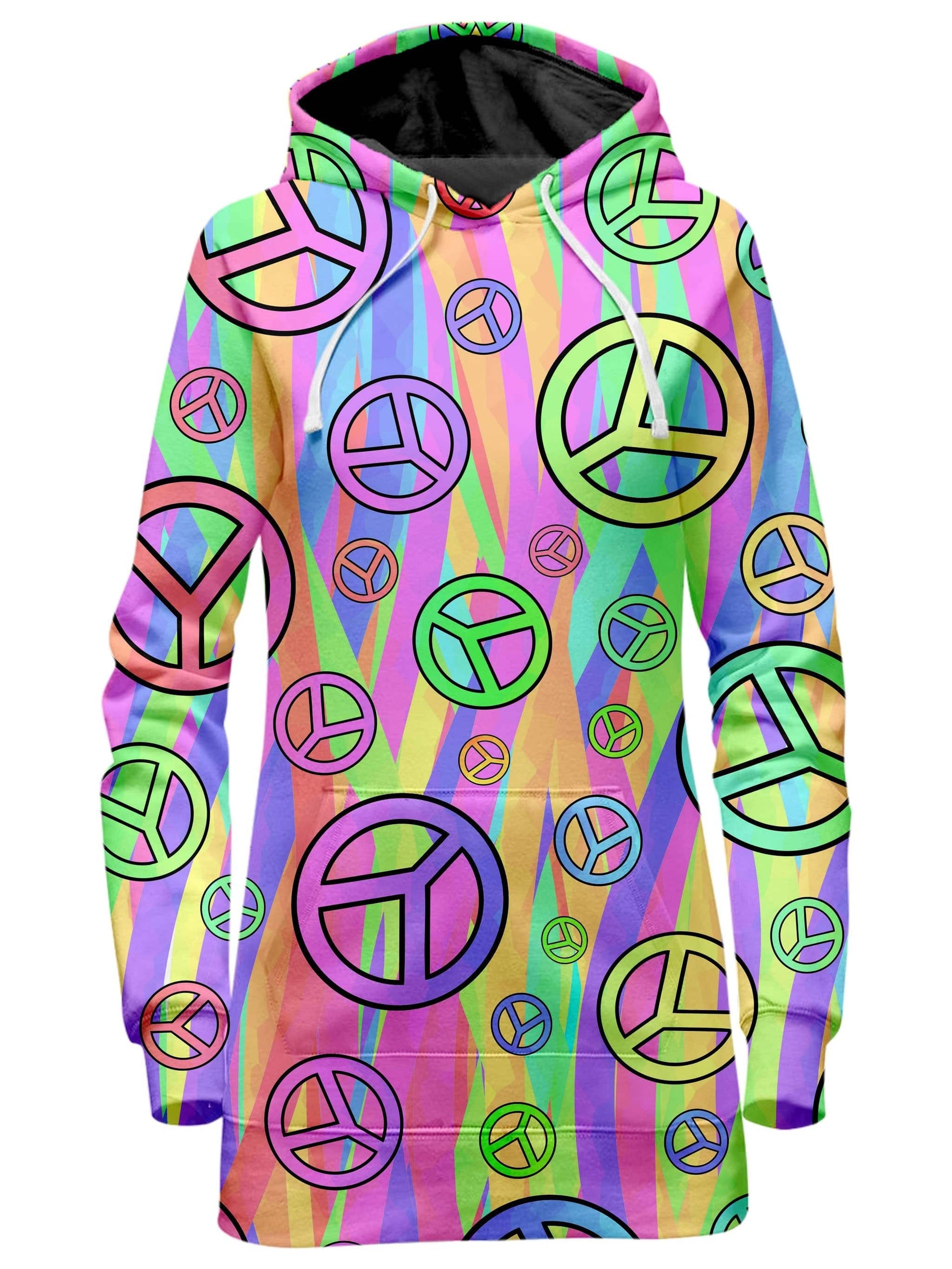 Retro Peace Symbol Hoodie Dress, Sartoris Art, | iEDM