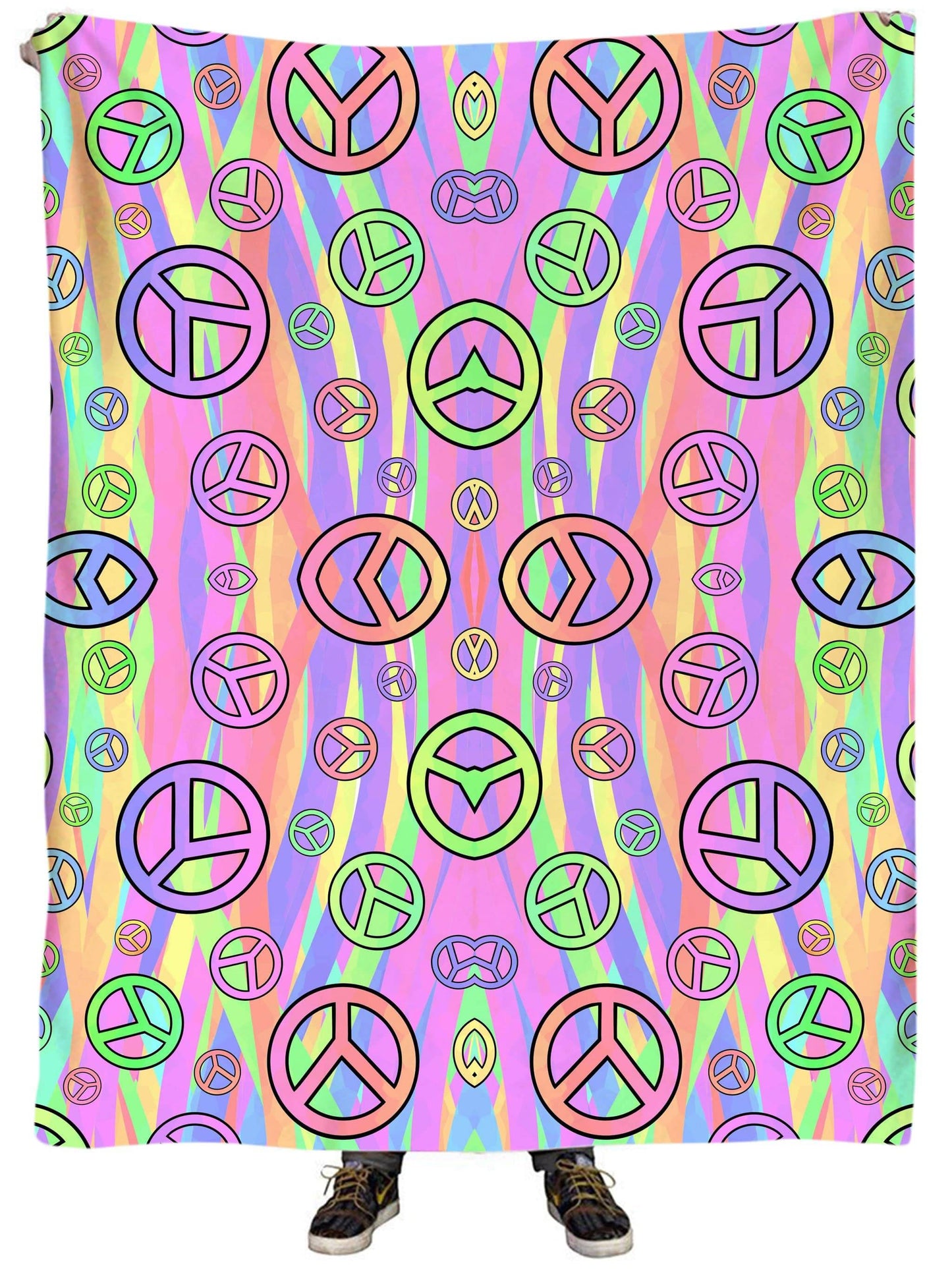 Retro Peace Symbol Plush Blanket, Sartoris Art, | iEDM