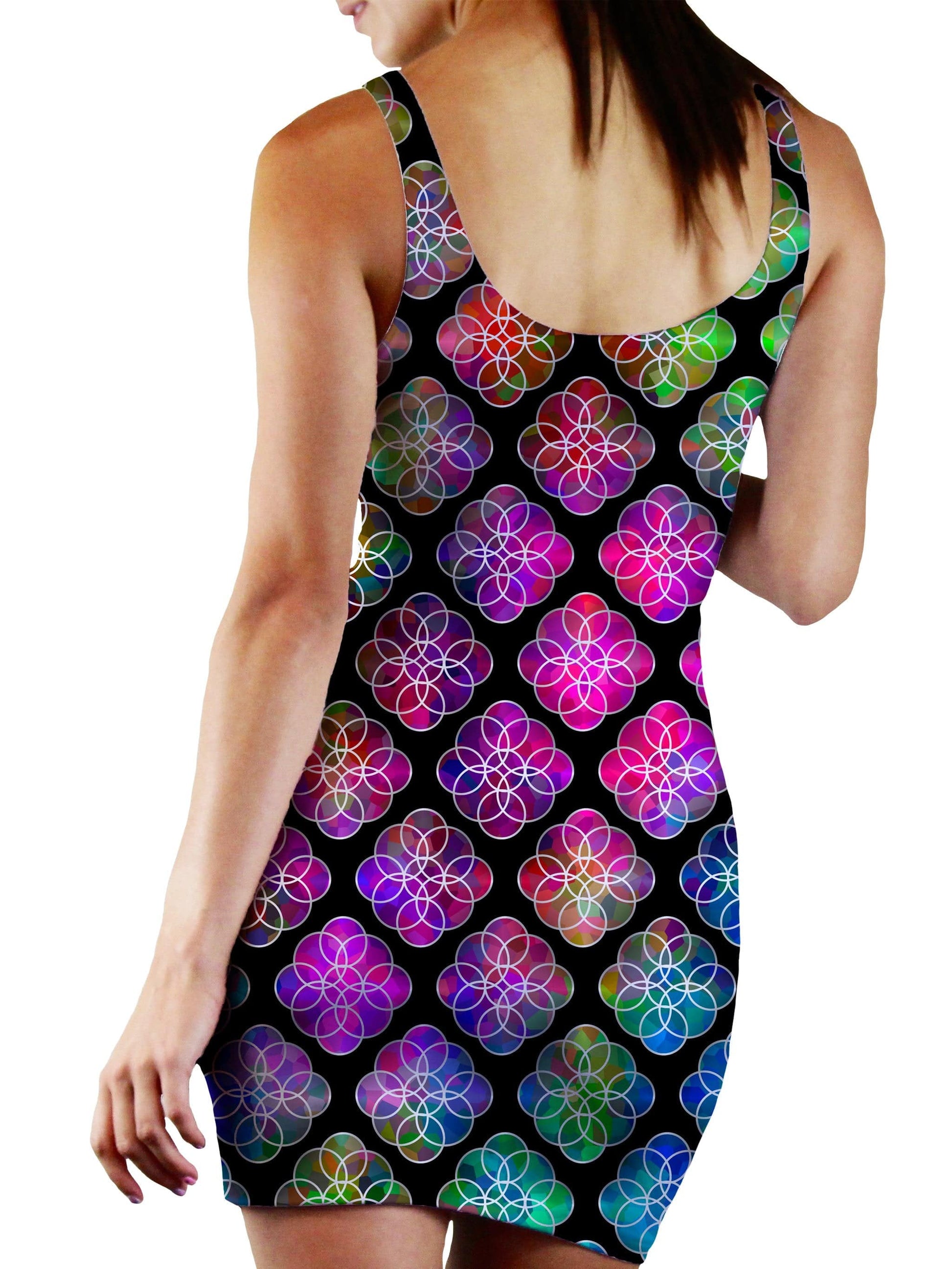 Rings of Color Pattern Bodycon Mini Dress, Sartoris Art, | iEDM