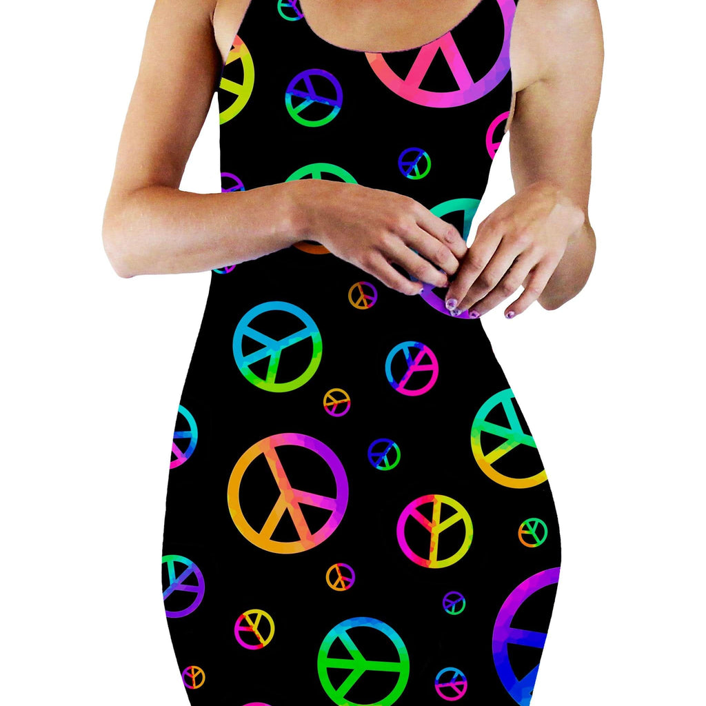 Signs of Peace Bodycon Mini Dress, Sartoris Art, | iEDM