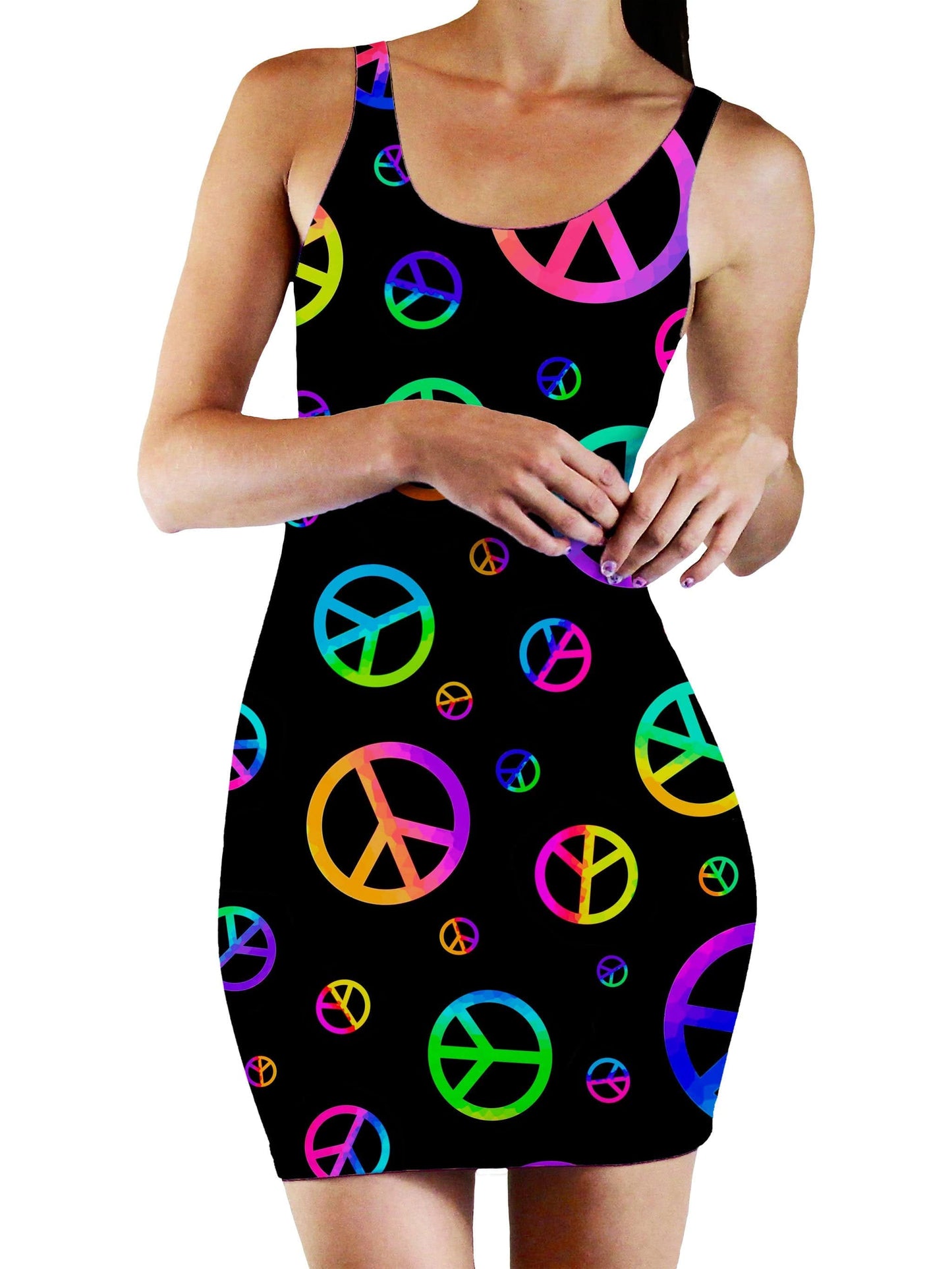 Signs of Peace Bodycon Mini Dress, Sartoris Art, | iEDM