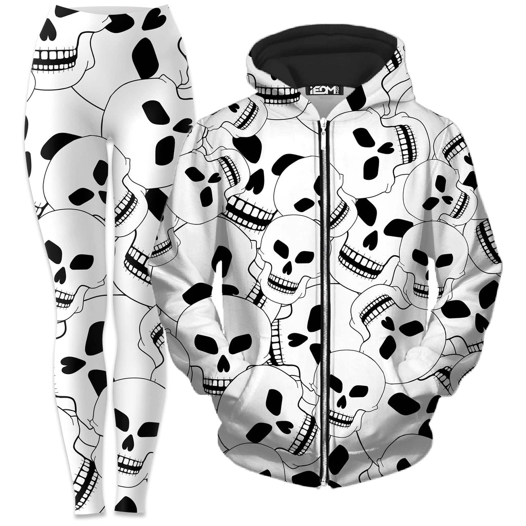 Skull Lovers 2 Zip-Up Hoodie and Leggings Combo, Sartoris Art, | iEDM