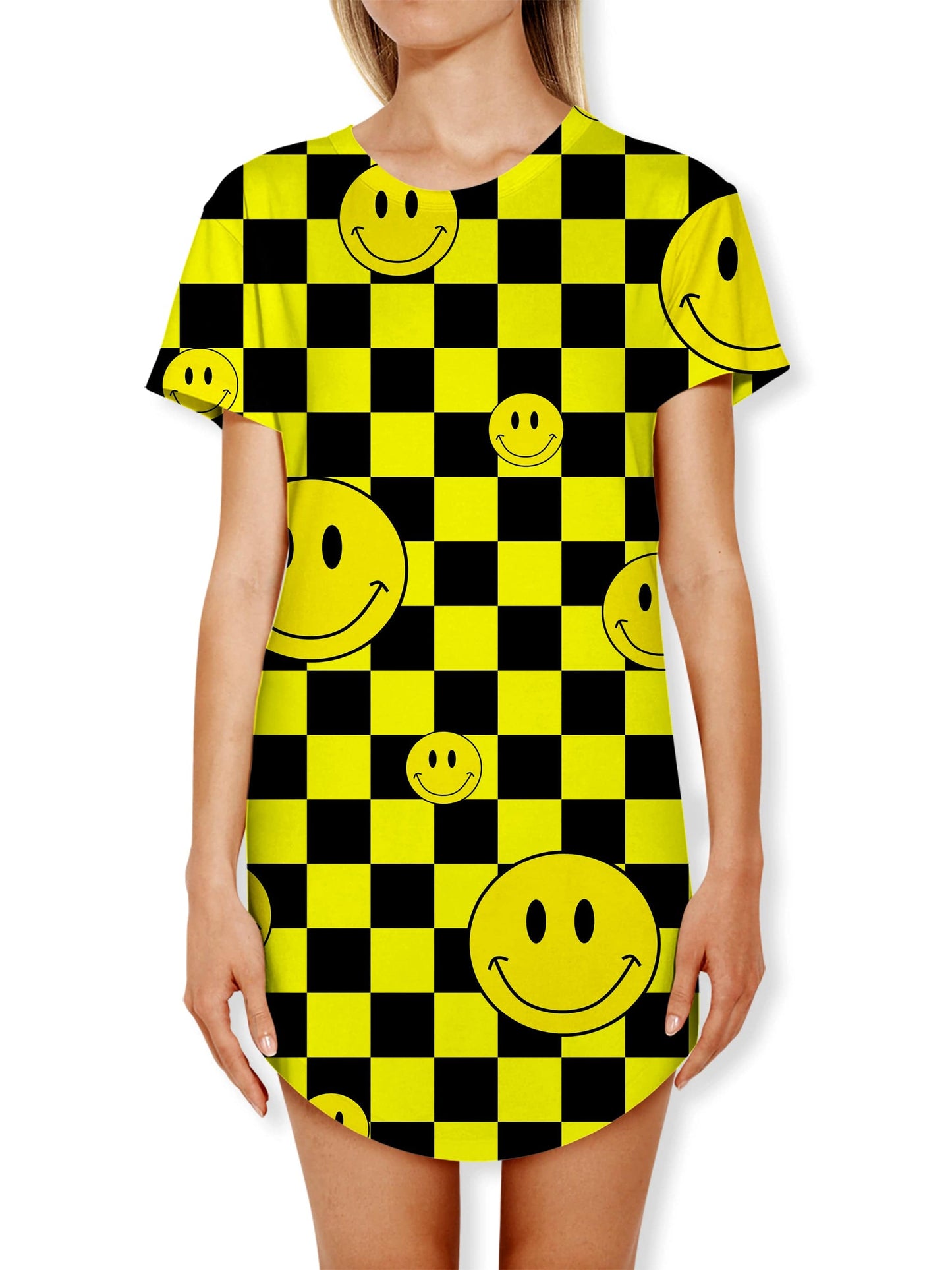 Smile Checkerboard Drop Cut Unisex T-Shirt, Sartoris Art, | iEDM