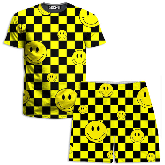 Smile Checkerboard T-Shirt and Shorts Combo, Sartoris Art, | iEDM