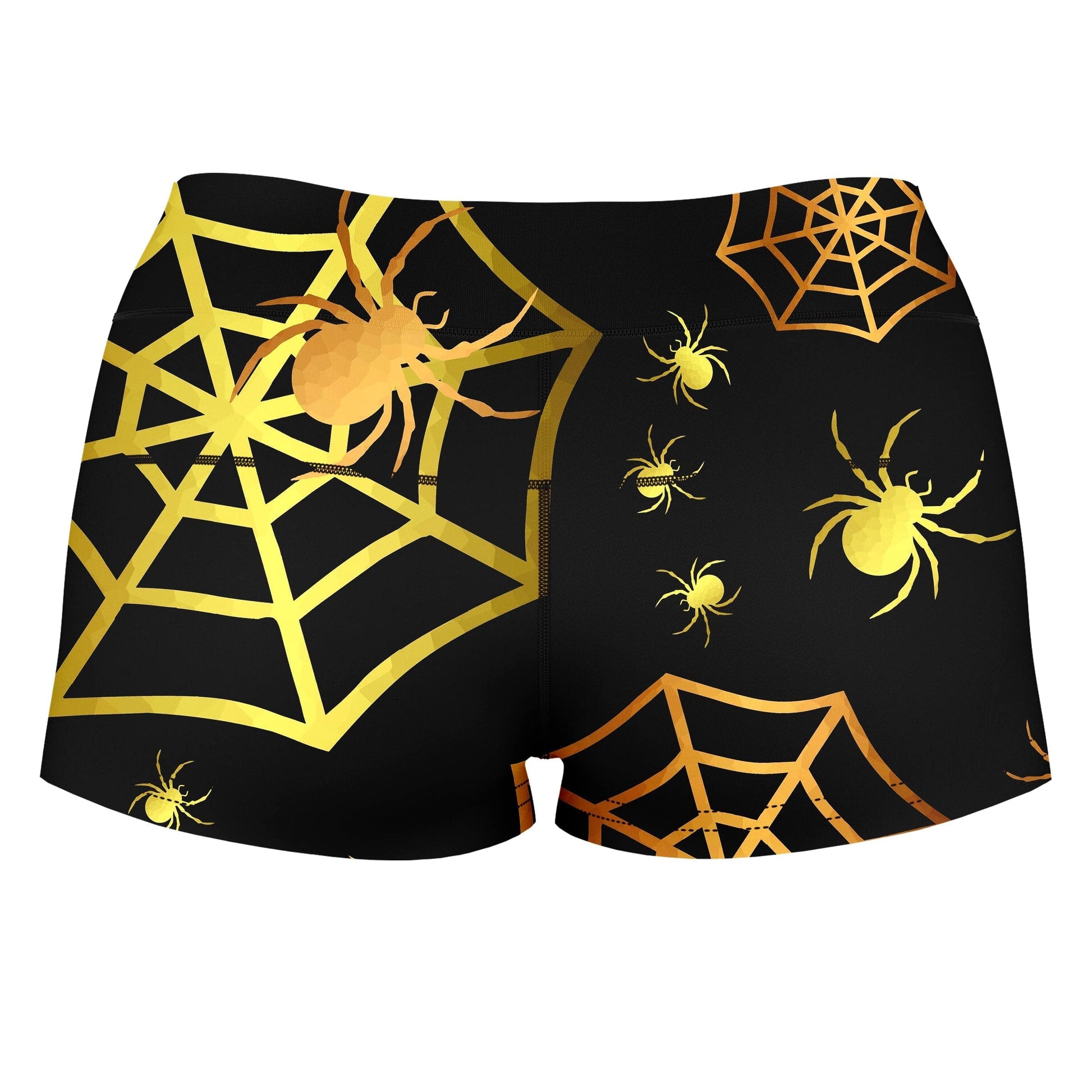 Spiders In Gold High-Waisted Women's Shorts, Sartoris Art, | iEDM