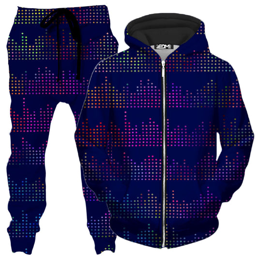 Techno Equalizer Bars Zip-Up Hoodie and Joggers Combo, Sartoris Art, | iEDM