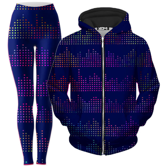 Techno Equalizer Bars Zip-Up Hoodie and Leggings Combo, Sartoris Art, | iEDM