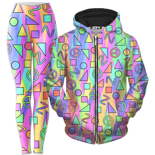 Trippy Retro Peace Signs Zip-Up Hoodie and Leggings Combo, Sartoris Art, | iEDM
