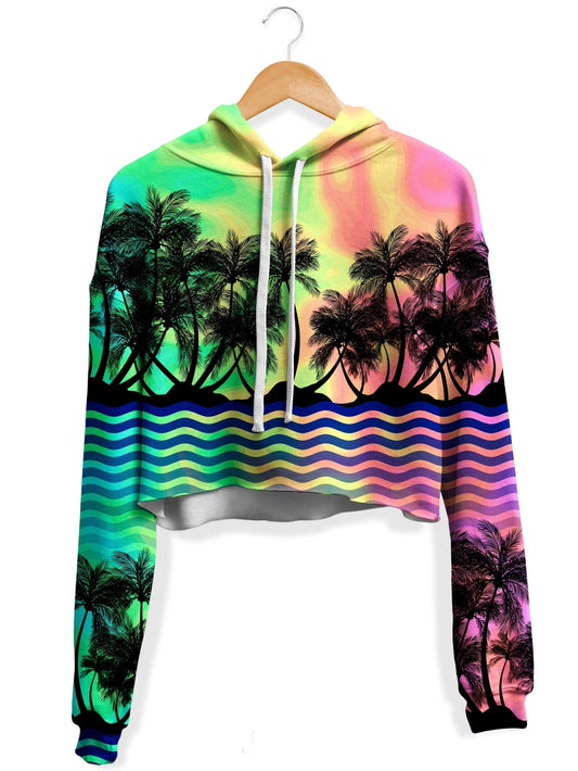 Tropical Sunset Fleece Crop Hoodie, Sartoris Art, | iEDM