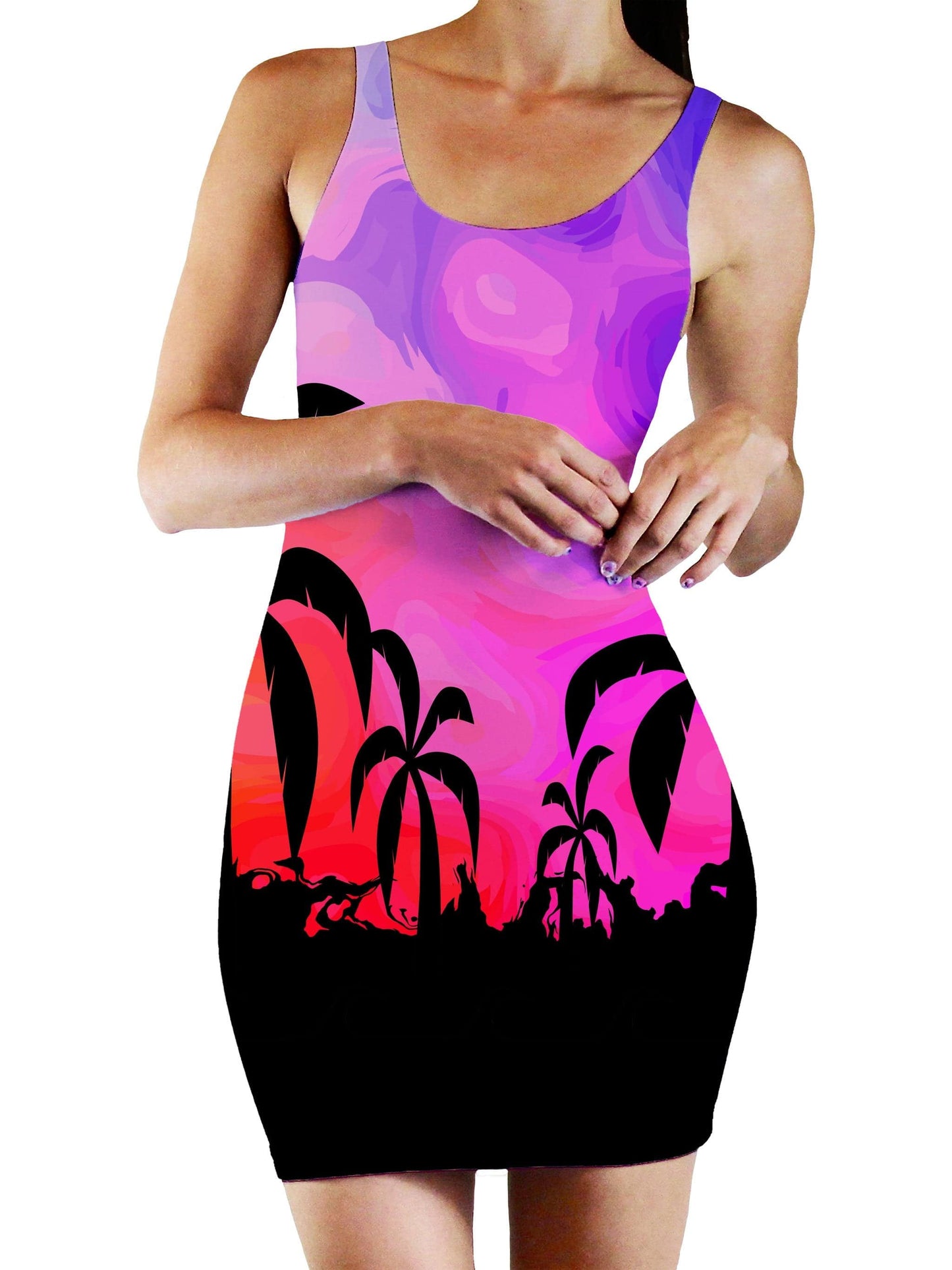 Tropical Twilight Bodycon Mini Dress, Sartoris Art, | iEDM