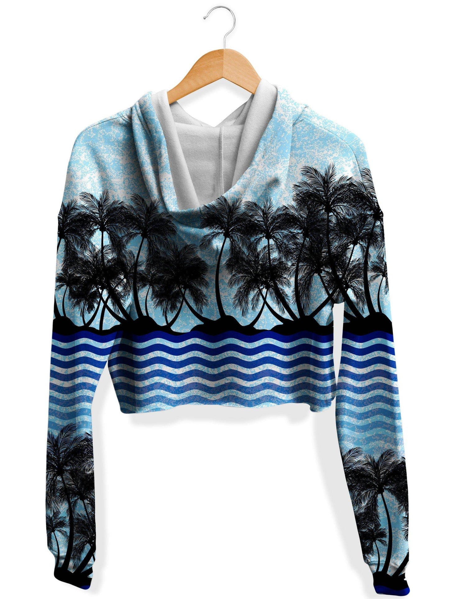 Tropical Waves Fleece Crop Hoodie, Sartoris Art, | iEDM