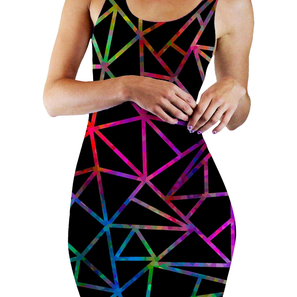 Webbed Geometric Bodycon Mini Dress, Sartoris Art, | iEDM