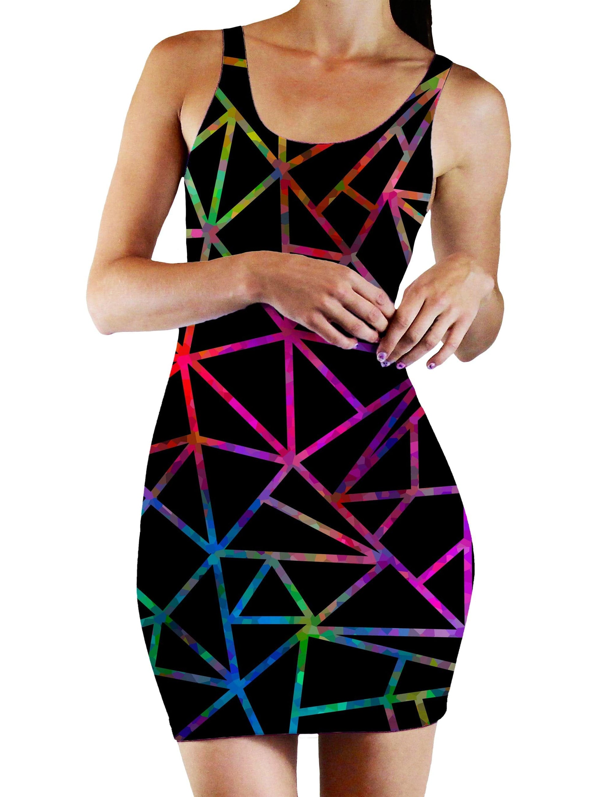 Webbed Geometric Bodycon Mini Dress, Sartoris Art, | iEDM