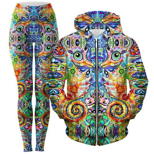 Set 4 Lyfe Chakra Seahorse Zip-Up Hoodie and Leggings Combo - iEDM