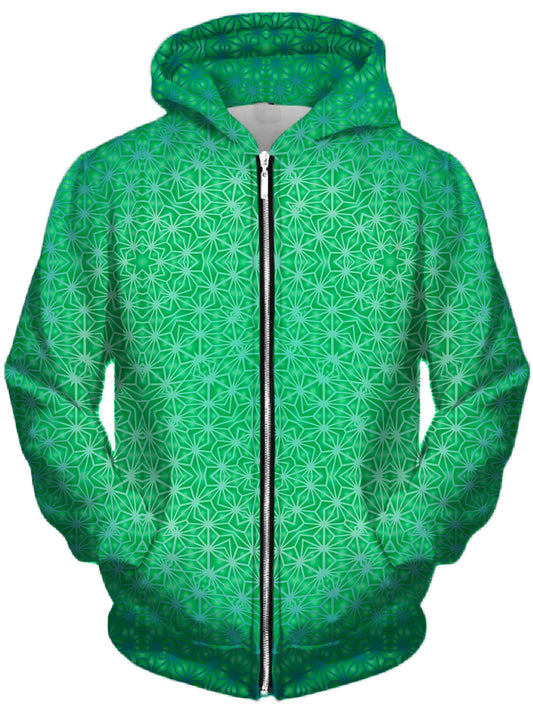 Green Cosmic Stargrid Unisex Zip-Up Hoodie, Set 4 Lyfe, | iEDM
