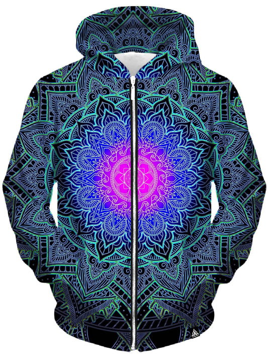 Mandala Love Unisex Zip-Up Hoodie, Set 4 Lyfe, | iEDM