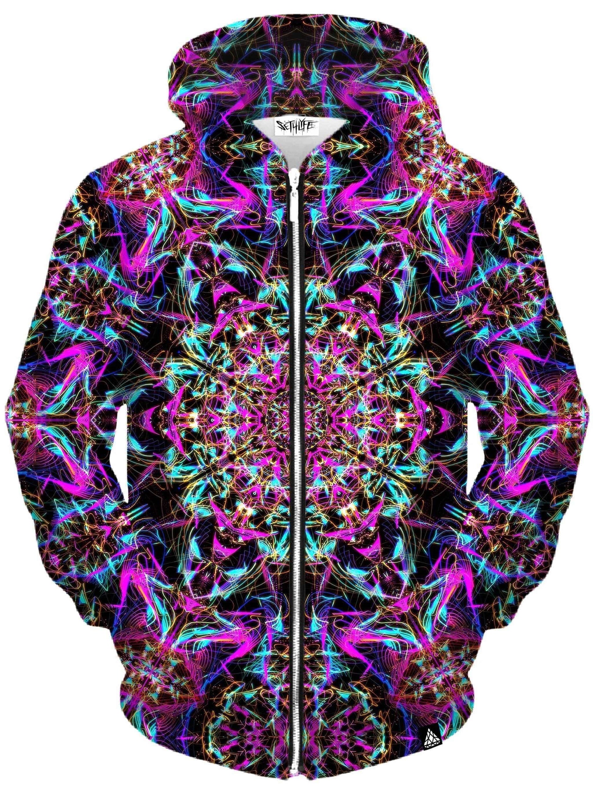 Neon Mandala Unisex Zip-Up Hoodie, Set 4 Lyfe, | iEDM