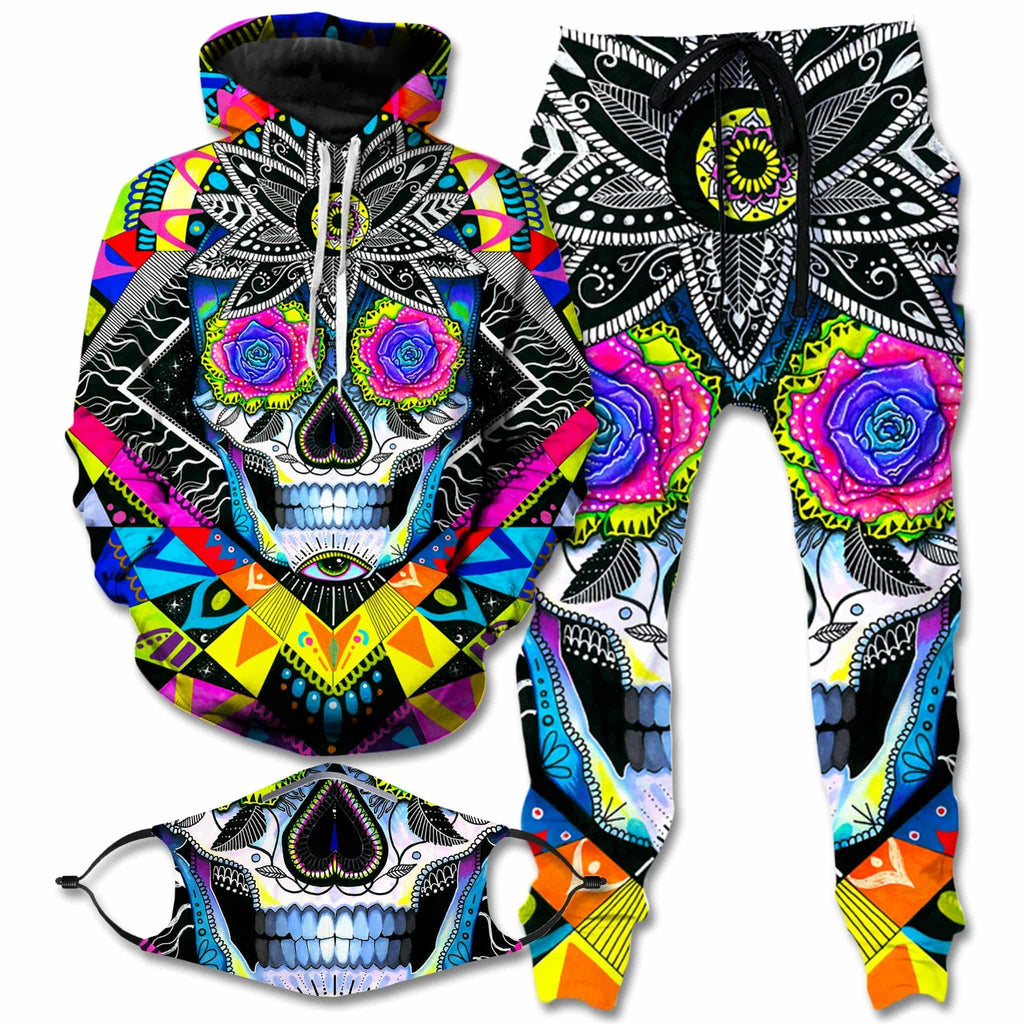 Suger Skull Hoodie and Joggers with PM 2.5 Face Mask Combo, Svenja Jodicke, | iEDM