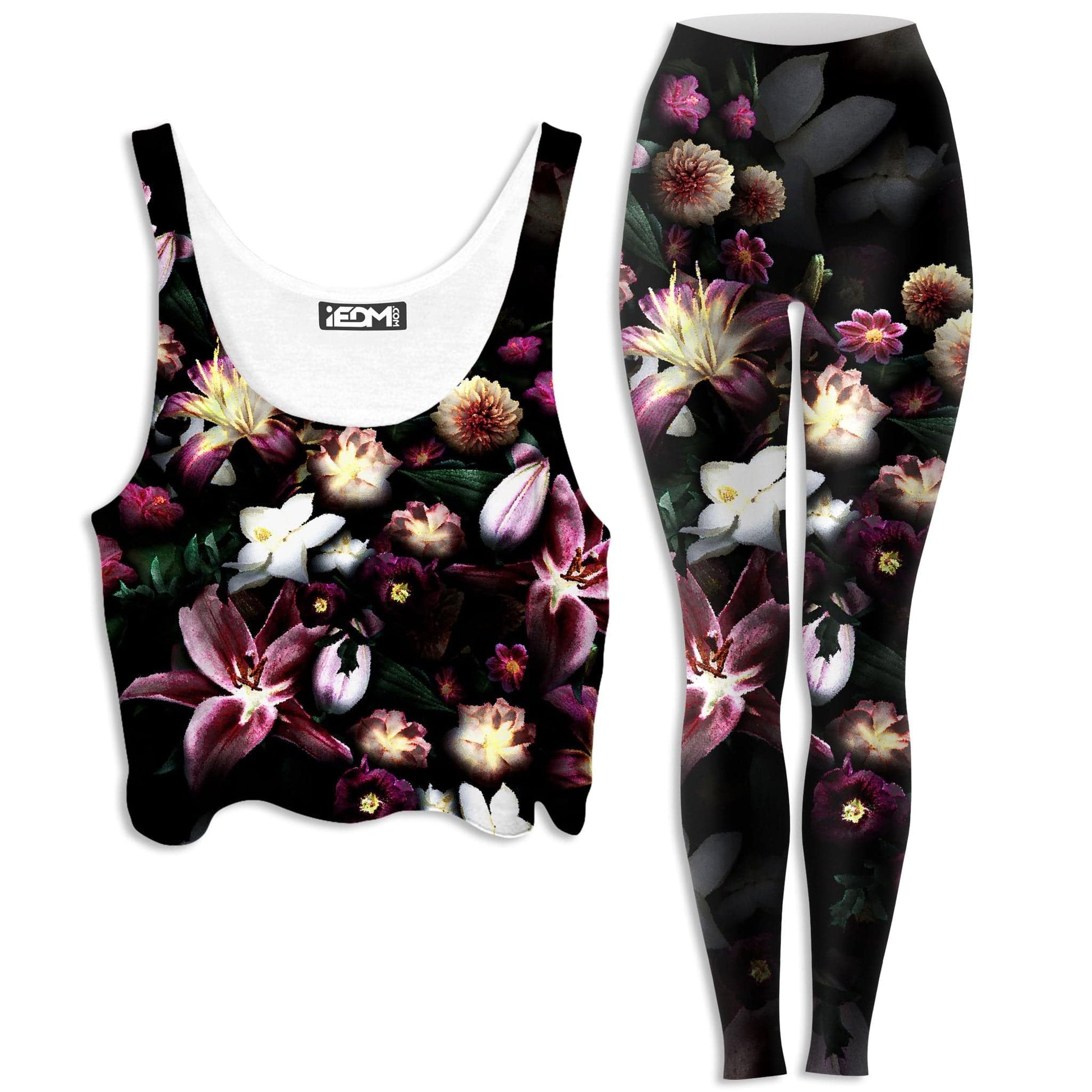 Blooming Teal Crop Top and Leggings Combo, Yantrart Design, | iEDM