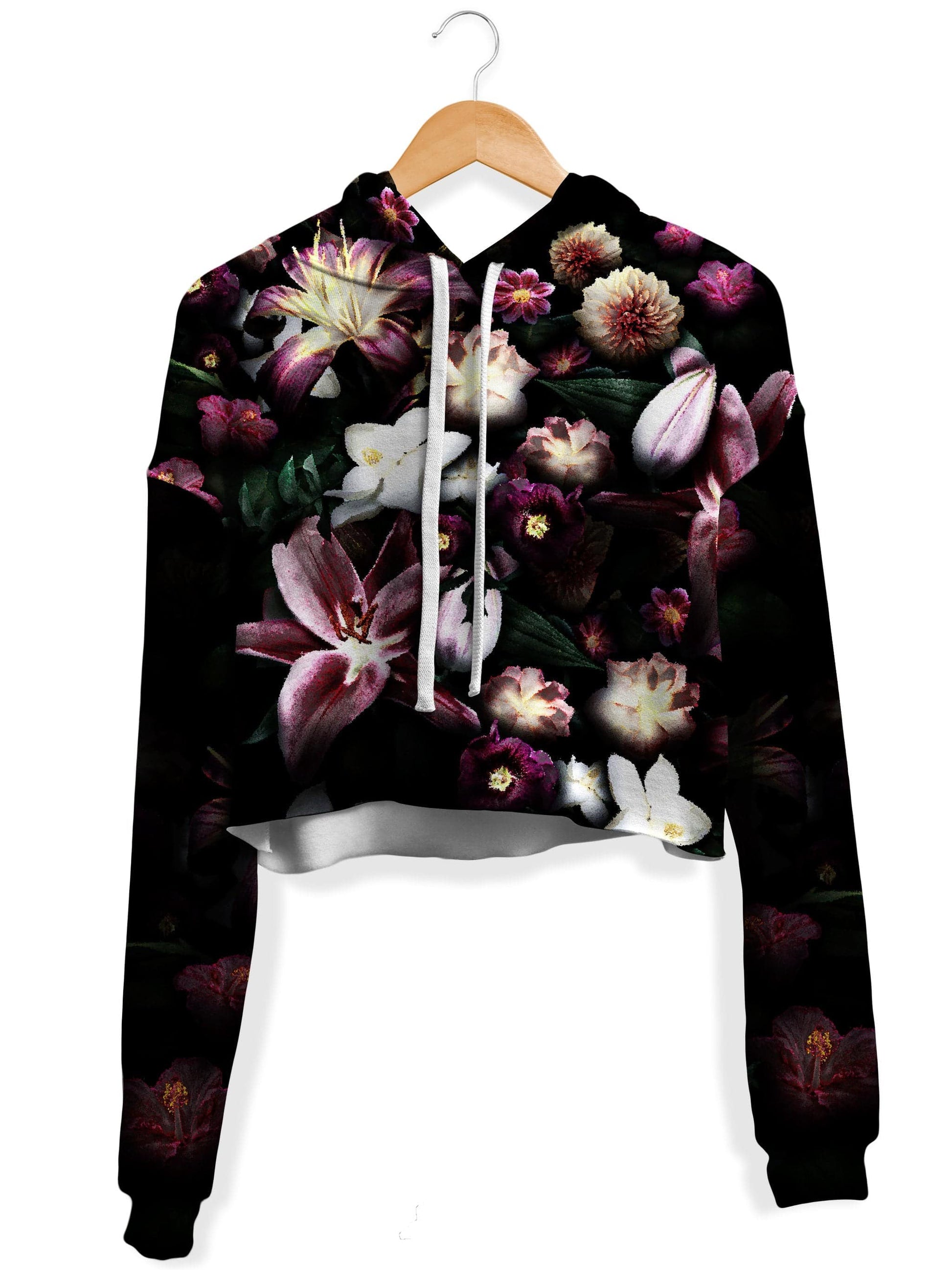Blooming Teal Fleece Crop Hoodie, Yantrart Design, | iEDM