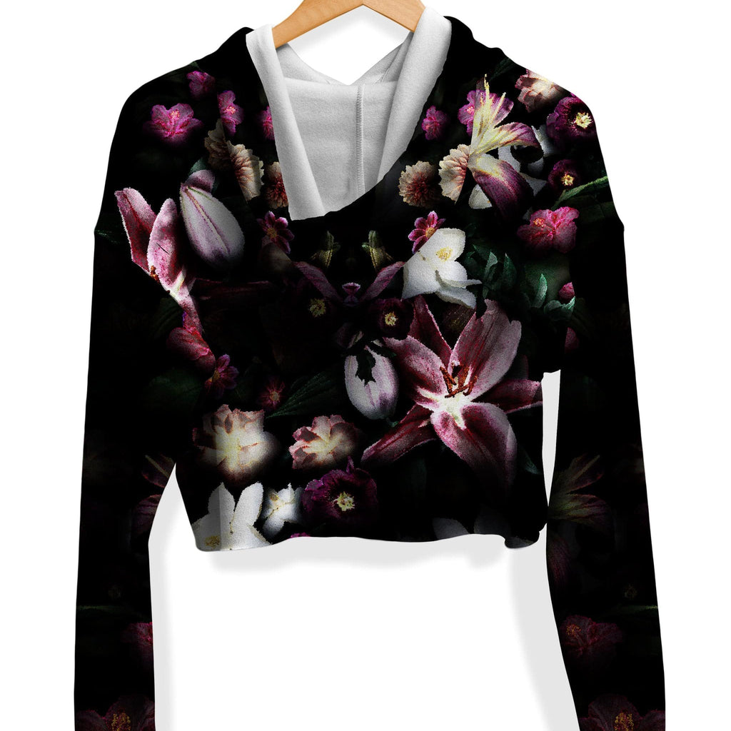Blooming Teal Fleece Crop Hoodie, Yantrart Design, | iEDM