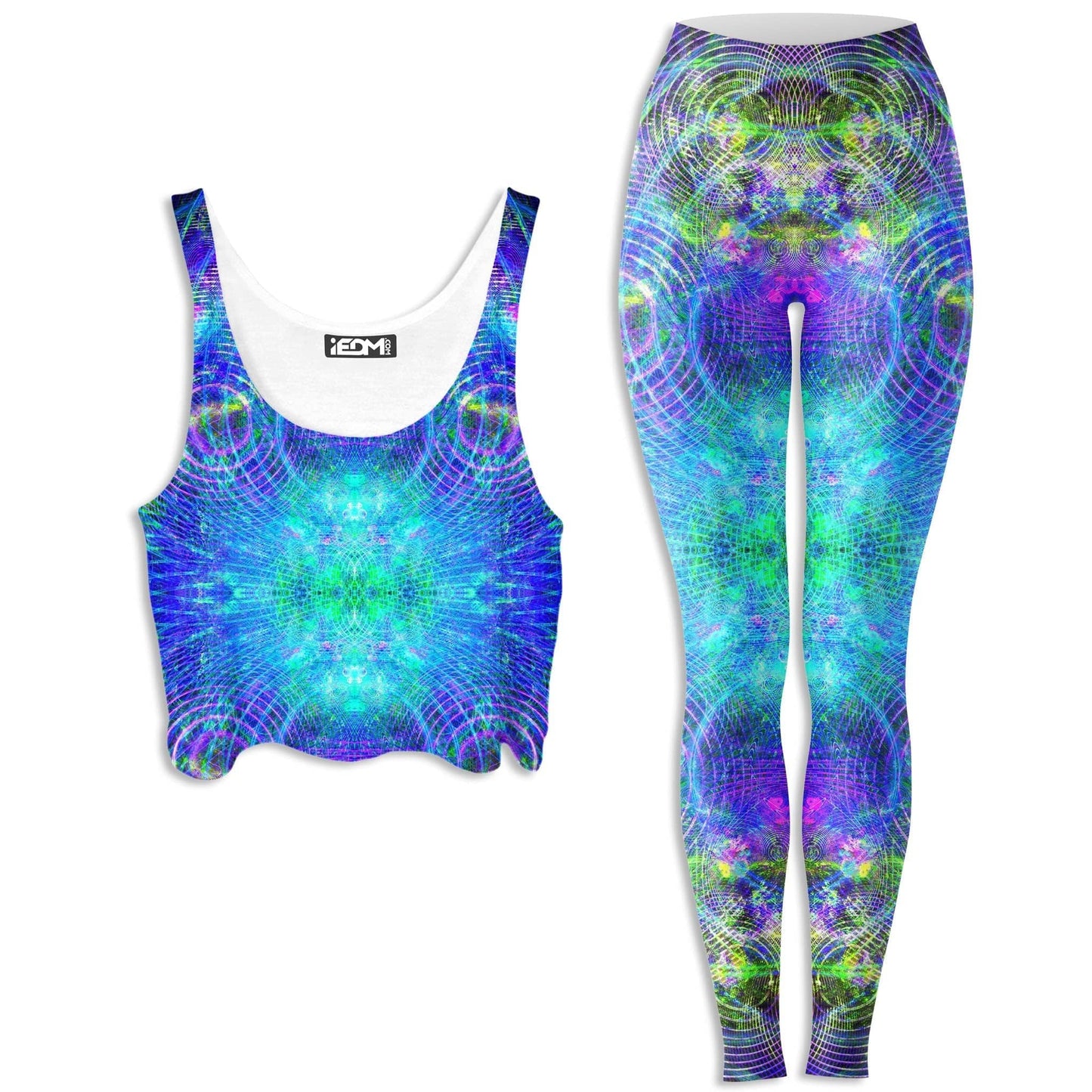 Blue Psycho Cosmos Crop Top and Leggings Combo, Yantrart Design, | iEDM